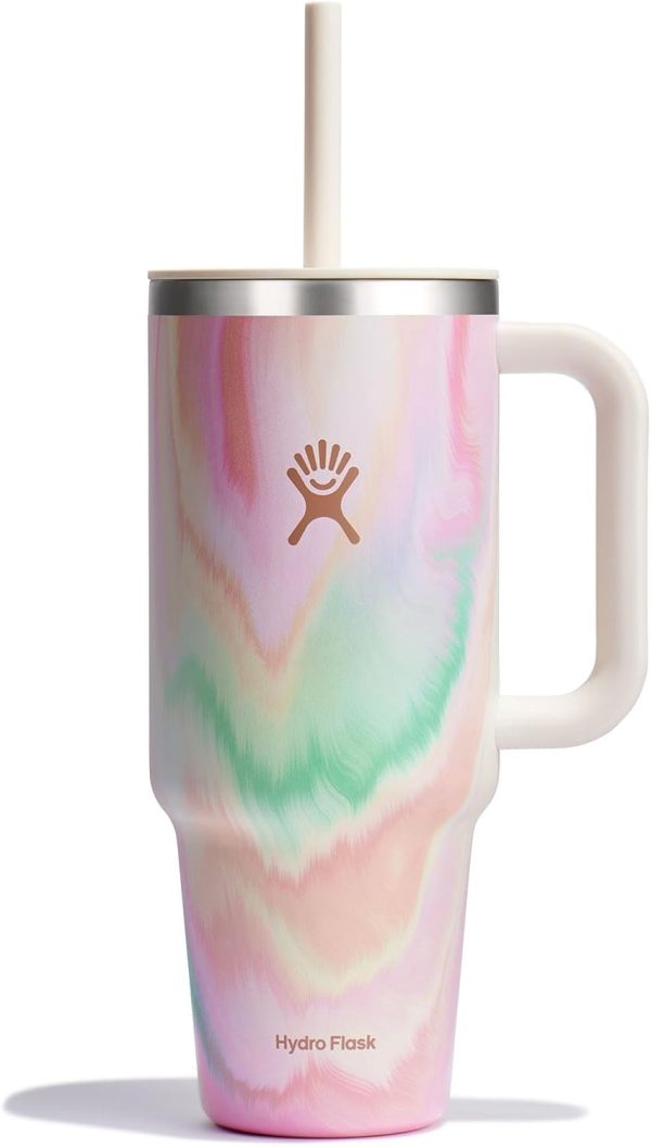 Hydro Flask 24 Oz Travel Tumbler with Handle, Lid and Straw - Insulated Stainless Steel in 24 Oz Surf Blue - Image 198