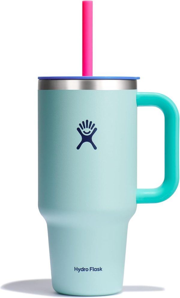 Hydro Flask 24 Oz Travel Tumbler with Handle, Lid and Straw - Insulated Stainless Steel in 24 Oz Surf Blue - Image 200