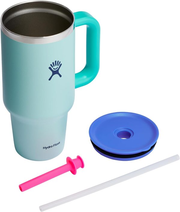 Hydro Flask 24 Oz Travel Tumbler with Handle, Lid and Straw - Insulated Stainless Steel in 24 Oz Surf Blue - Image 202