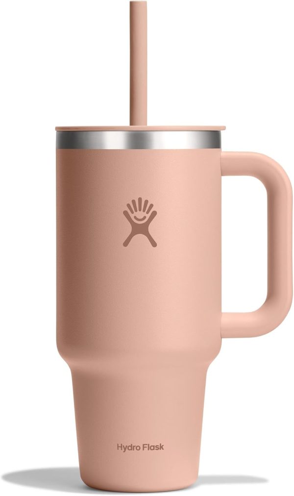 Hydro Flask 24 Oz Travel Tumbler with Handle, Lid and Straw - Insulated Stainless Steel in 24 Oz Surf Blue - Image 203
