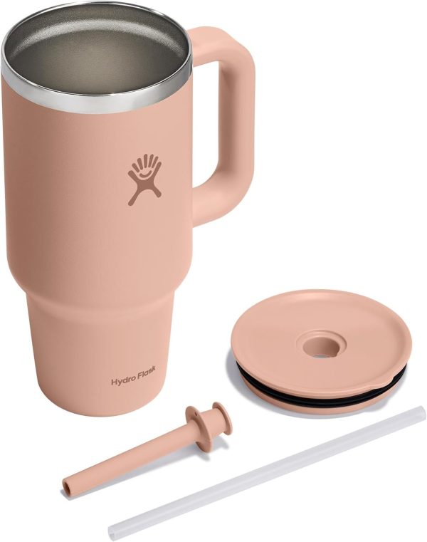 Hydro Flask 24 Oz Travel Tumbler with Handle, Lid and Straw - Insulated Stainless Steel in 24 Oz Surf Blue - Image 205