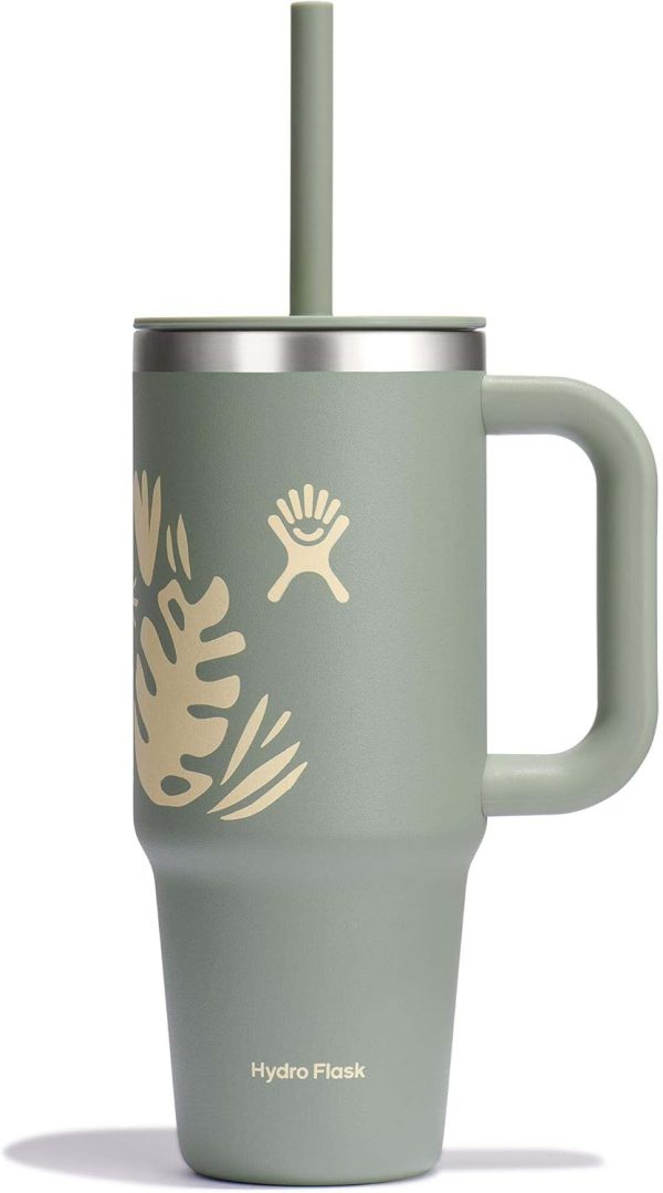 Hydro Flask 24 Oz Travel Tumbler with Handle, Lid and Straw - Insulated Stainless Steel in 24 Oz Surf Blue - Image 206