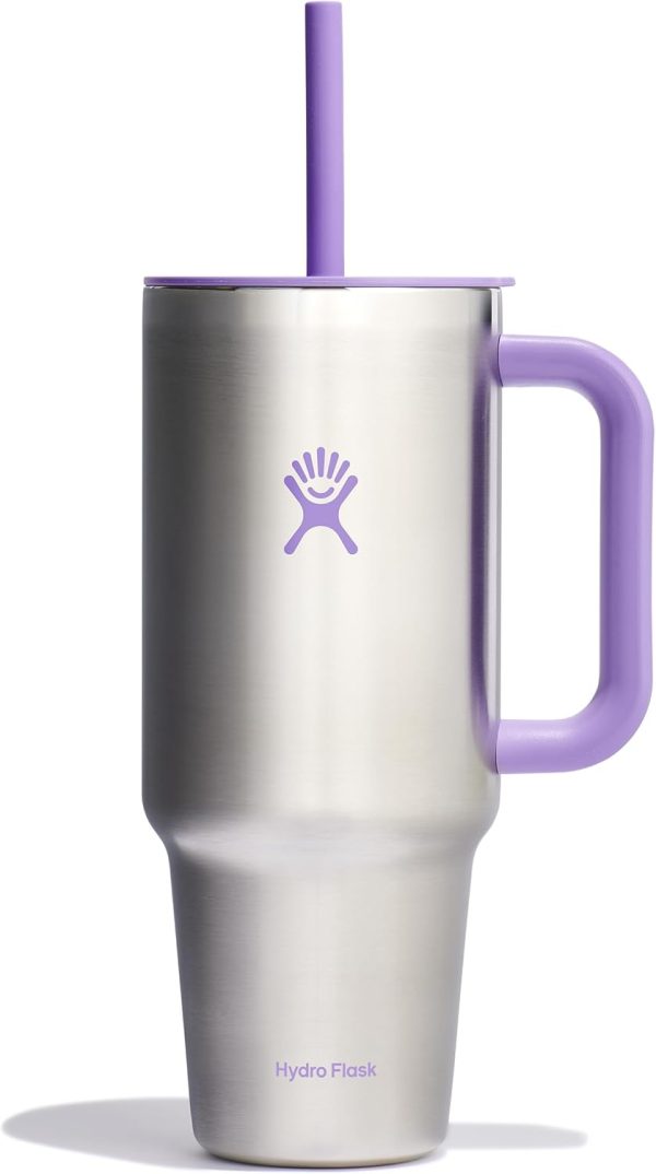 Hydro Flask 24 Oz Travel Tumbler with Handle, Lid and Straw - Insulated Stainless Steel in 24 Oz Surf Blue - Image 208