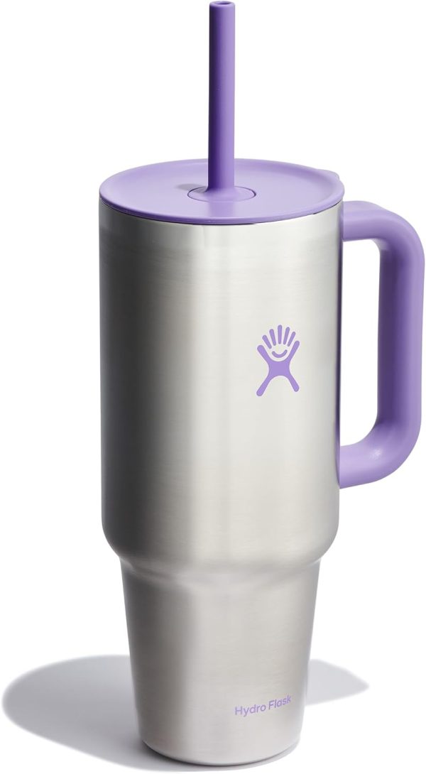 Hydro Flask 24 Oz Travel Tumbler with Handle, Lid and Straw - Insulated Stainless Steel in 24 Oz Surf Blue - Image 209