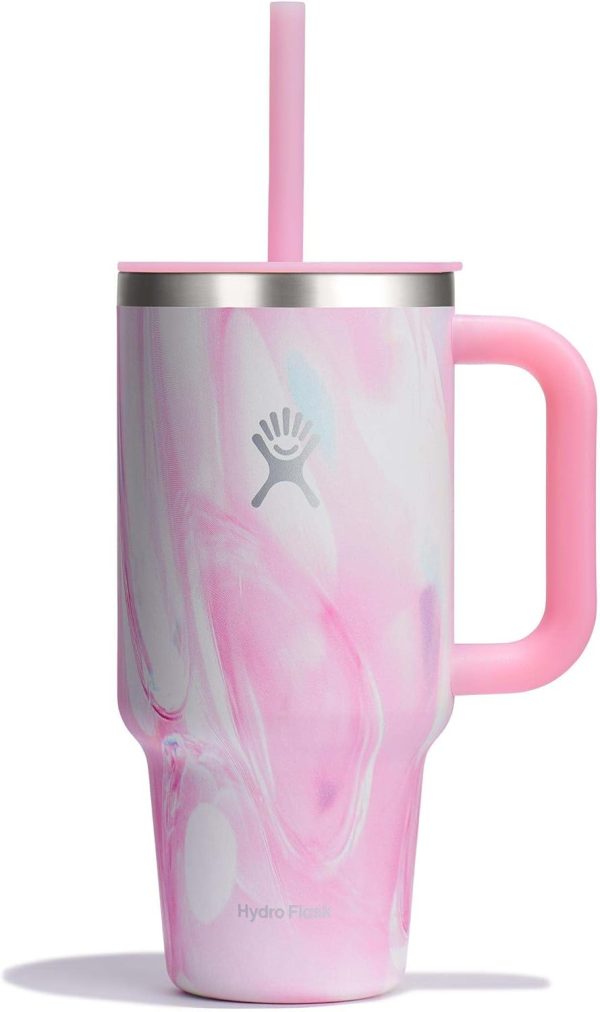 Hydro Flask 24 Oz Travel Tumbler with Handle, Lid and Straw - Insulated Stainless Steel in 24 Oz Surf Blue - Image 214