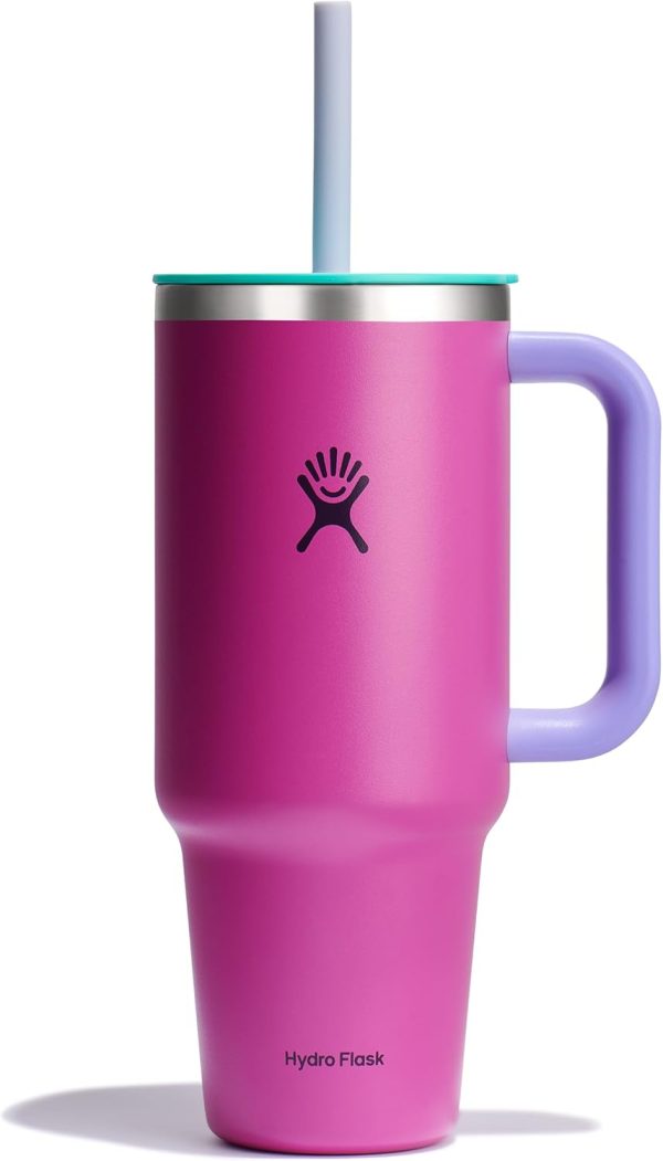 Hydro Flask 24 Oz Travel Tumbler with Handle, Lid and Straw - Insulated Stainless Steel in 24 Oz Surf Blue - Image 216