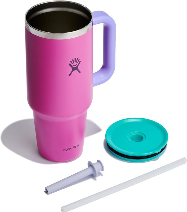 Hydro Flask 24 Oz Travel Tumbler with Handle, Lid and Straw - Insulated Stainless Steel in 24 Oz Surf Blue - Image 219