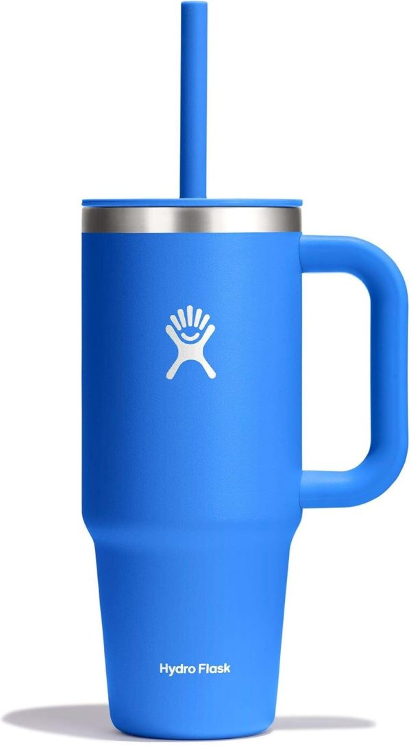 Hydro Flask 24 Oz Travel Tumbler with Handle, Lid and Straw - Insulated Stainless Steel in 24 Oz Surf Blue - Image 220