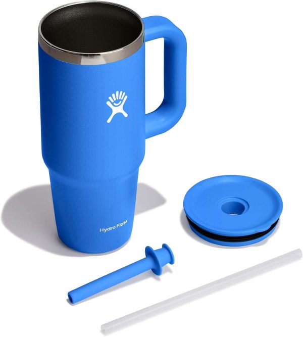 Hydro Flask 24 Oz Travel Tumbler with Handle, Lid and Straw - Insulated Stainless Steel in 24 Oz Surf Blue - Image 221