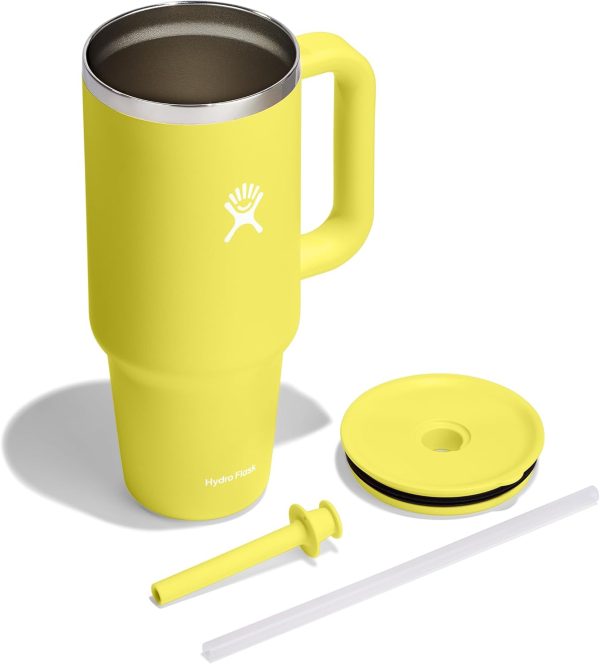 Hydro Flask 24 Oz Travel Tumbler with Handle, Lid and Straw - Insulated Stainless Steel in 24 Oz Surf Blue - Image 225