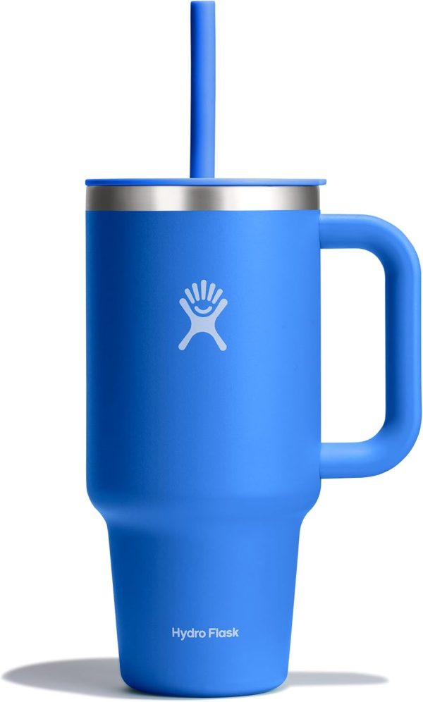 Hydro Flask 24 Oz Travel Tumbler with Handle, Lid and Straw - Insulated Stainless Steel in 24 Oz Surf Blue - Image 234