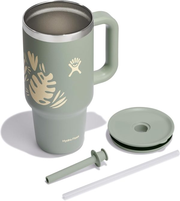 Hydro Flask 24 Oz Travel Tumbler with Handle, Lid and Straw - Insulated Stainless Steel in 24 Oz Surf Blue - Image 240