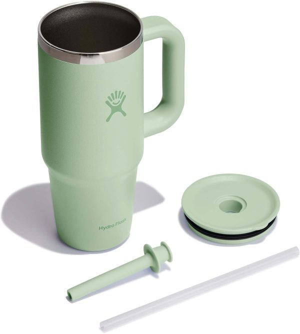 Hydro Flask 24 Oz Travel Tumbler with Handle, Lid and Straw - Insulated Stainless Steel in 24 Oz Surf Blue - Image 247
