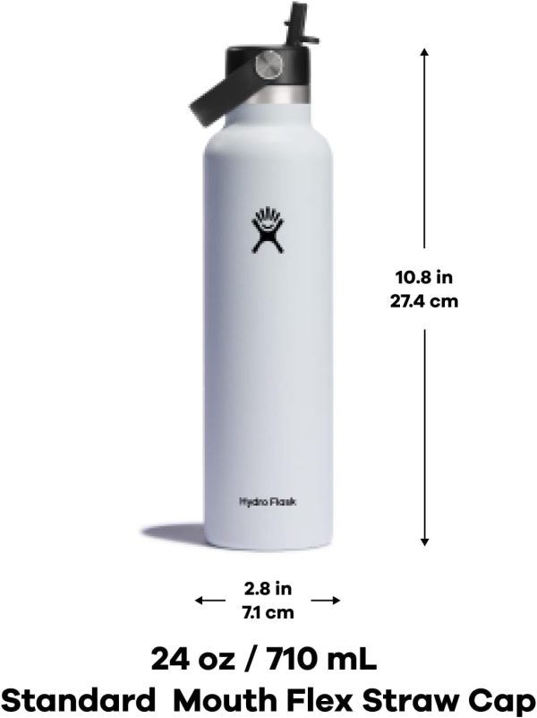 Hydro Flask 24 Oz Stainless Steel Standard Mouth Water Bottle with Flex Straw Cap and Double-Wall Vacuum Insulation - Image 11