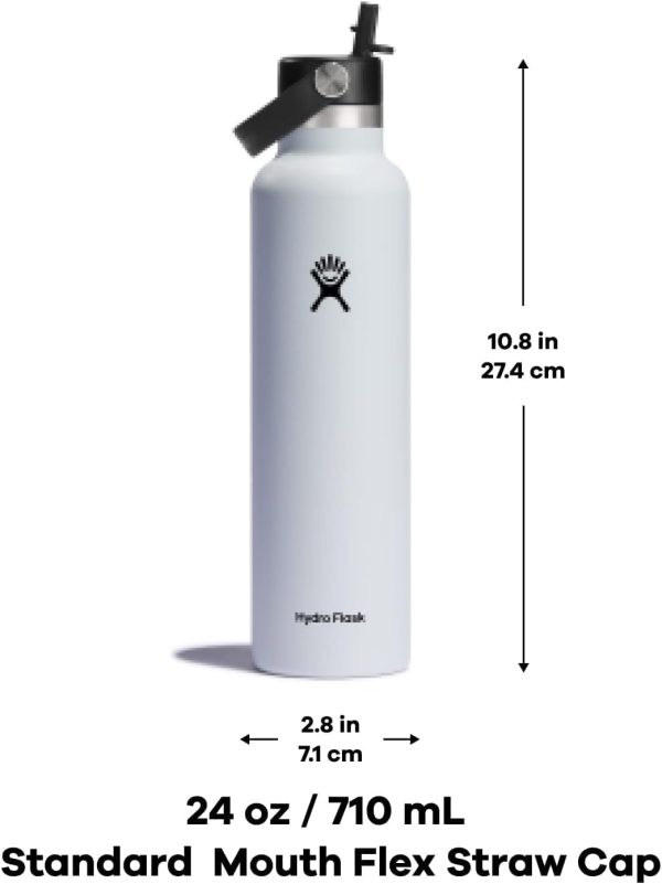 Hydro Flask 24 Oz Stainless Steel Standard Mouth Water Bottle with Flex Straw Cap and Double-Wall Vacuum Insulation - Image 23
