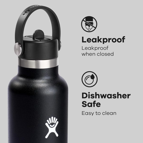 Hydro Flask 24 Oz Stainless Steel Standard Mouth Water Bottle with Flex Straw Cap and Double-Wall Vacuum Insulation - Image 37