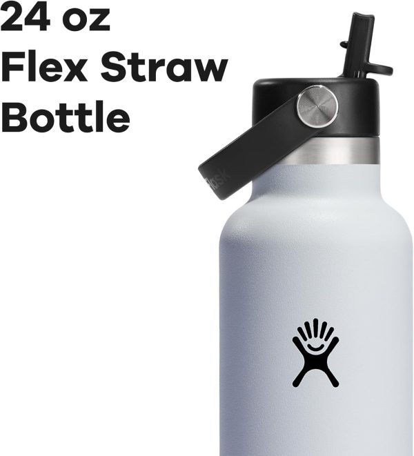 Hydro Flask 24 Oz Stainless Steel Standard Mouth Water Bottle with Flex Straw Cap and Double-Wall Vacuum Insulation - Image 41