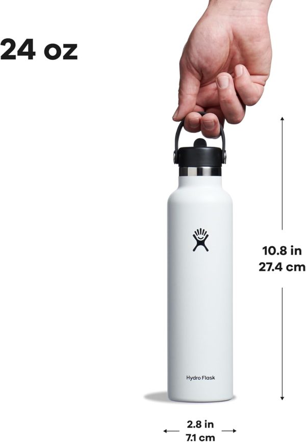 Hydro Flask 24 Oz Stainless Steel Standard Mouth Water Bottle with Flex Straw Cap and Double-Wall Vacuum Insulation - Image 43